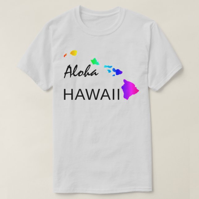 T-SHIRT ALOHA - ÎLES HAWAII NEON RAINBOW (Design devant)