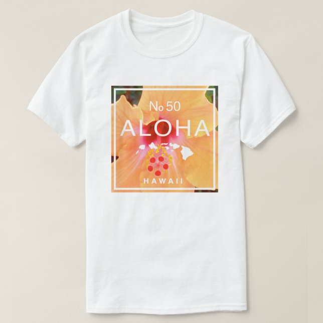T-shirt Aloha No 50 Orange Hibiscus (Design devant)