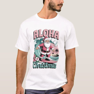 T-shirt Aloha Noël Hawaï Santa Surfing Tropical 
