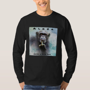 T-shirt Aloha Offensive Drôle Chimpanzé Moyen Doigt