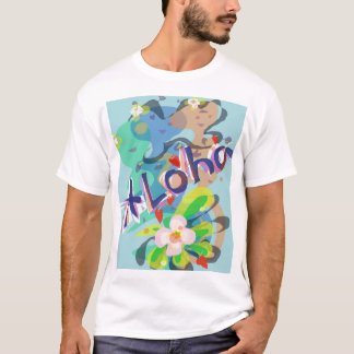 T-shirt Aloha partie hawaïenne T de fleur et de danseur de