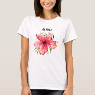 T-shirt Aloha paumes et fleurs tropicales de paradis d'îl