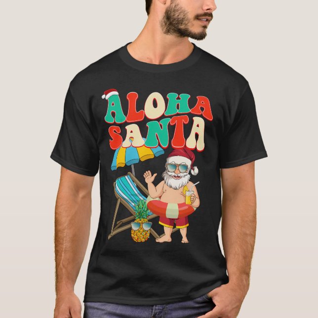 T-shirt Aloha Père Noël En Juillet Père Noël (Devant)