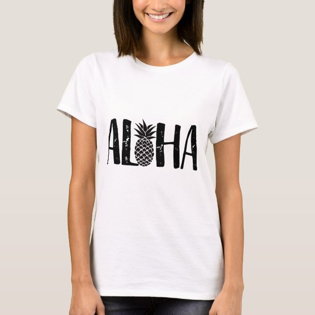 T-shirt Aloha plage moderne d'ananas tropical (Devant)