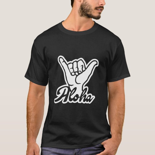 T-shirt Aloha Shaka Hand, Hang Loose sign (Devant)