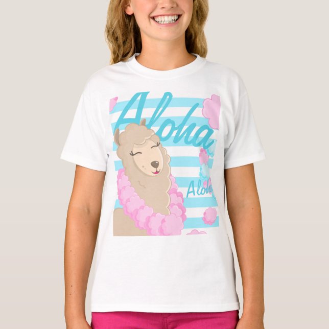 T-shirt Aloha Summer Hawaii Llama (Devant)