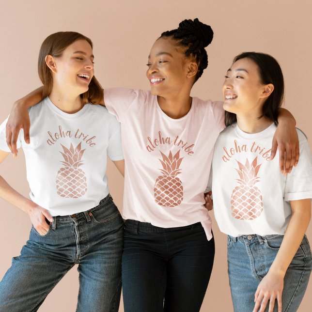 T-shirt Aloha Tribe Hawaii Rose d'ananas Gold Bridesmaid (Créateur téléchargé)