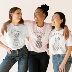 T-shirt Aloha Tribe Hawaiian Silver Pineappa Bridesmaid