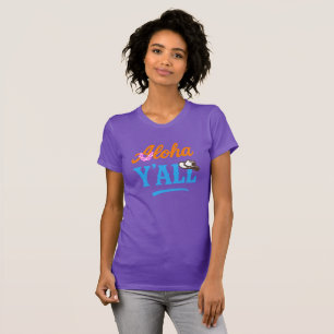 T-shirt Aloha Y'all Hawaii Texas Drôle Graphique Violet
