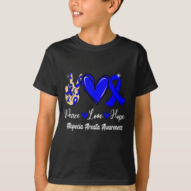 T-shirt Alopecia Areata Sensibilisation Paix Aimer Hope Bl (Devant)