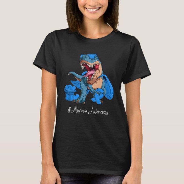 T-shirt Alopecia Awareness Month Blue Ribbon Trex (Devant)
