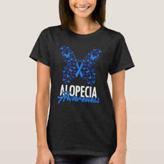 T-shirt Alopecia Sensibilisation Bleu Ruban Papillon Alope