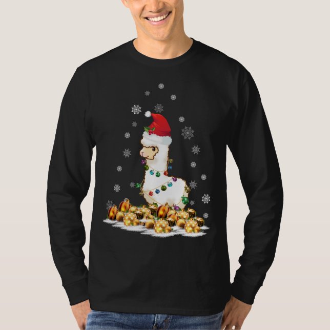 T-shirt Alpaca avec le chapeau de Noël Alpaca (Devant)