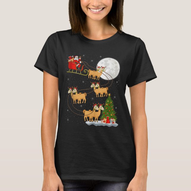 T-shirt Alpaca Llama Santa Sleigh Flying Funny Magical Chr (Devant)