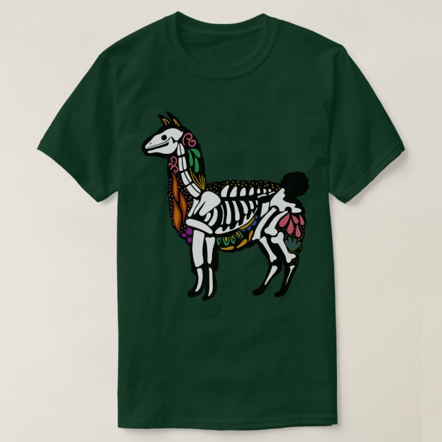 T-shirt Alpaca Llama Skeleton, Halloween  (Design devant)