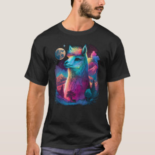 T-shirt Alpaca Réaliste Coloré Drôle dans la Nature Sauvag