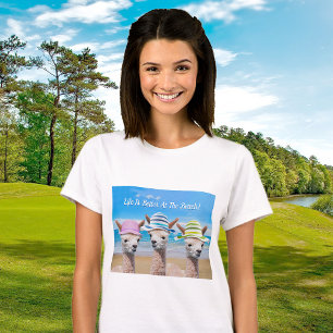T-shirt Alpacas drôle à la plage en Casquette, votre messa