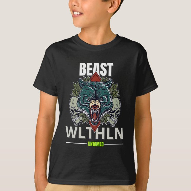 T-shirt Alpha Beast _ Untamed Wolf Streetwear Fearless  (Devant)