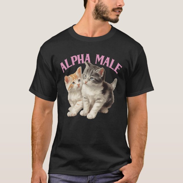T-shirt Alpha Cat Homme Funny Kitten Ironique Bizarre Humo (Devant)