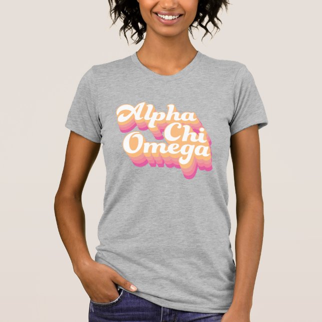 T-shirt Alpha Chi Omega | Écriture Groovy (Devant)