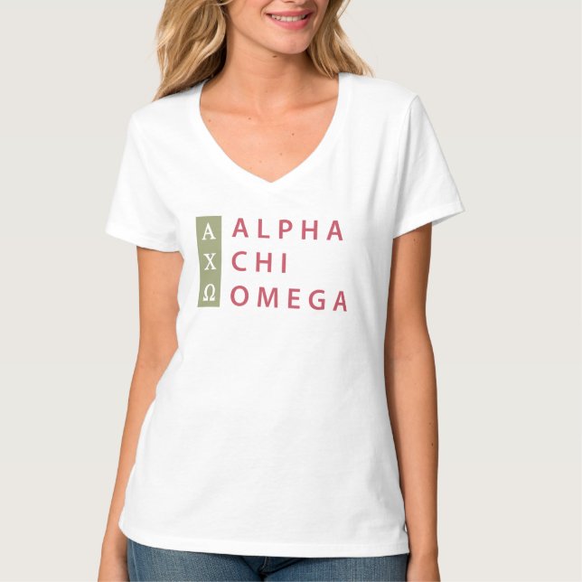T-shirt Alpha Chi Omega | Logo Empilé (Devant)