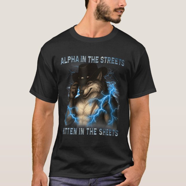 T-shirt Alpha dans les rues Chatons dans les draps Drôle (Devant)
