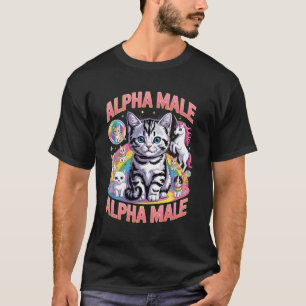 T-shirt Alpha Miaou Mâle Top G Mignon Chat Chatons Licorne