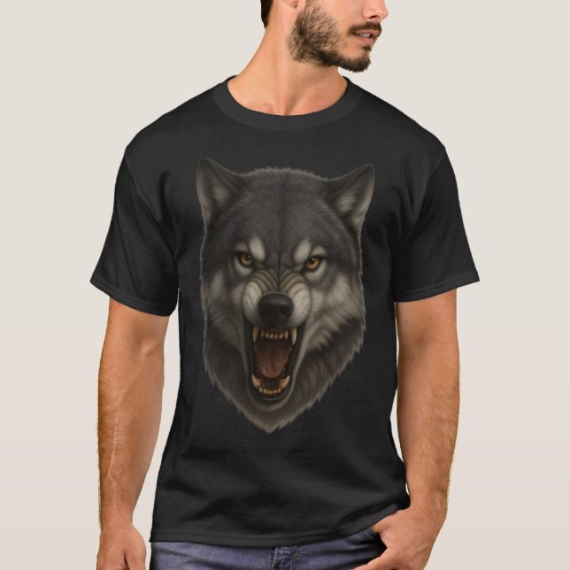 T-shirt Alpha Roar – Angry Wolf Face Tee (Devant)