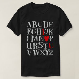 T-shirt Alphabet ABC Cœur Amour Saint-Valentin Professeur