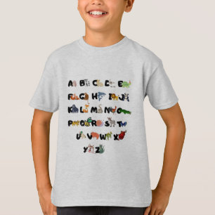 T-shirt Alphabet Abc drôle, chemise animaux
