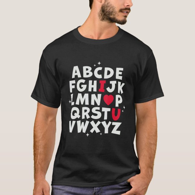 T-shirt Alphabet ABC I Love You - Enseignant Anglais Valen (Devant)