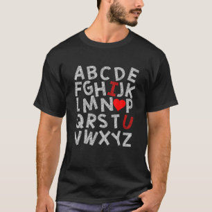 T-shirt Alphabet ABC I Love You Heart U Valentines Day Tea