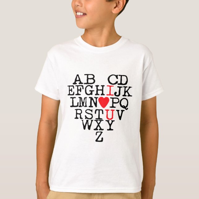 T-shirt Alphabet Abc I Love You T Shirt Valentines Day Hea (Devant)