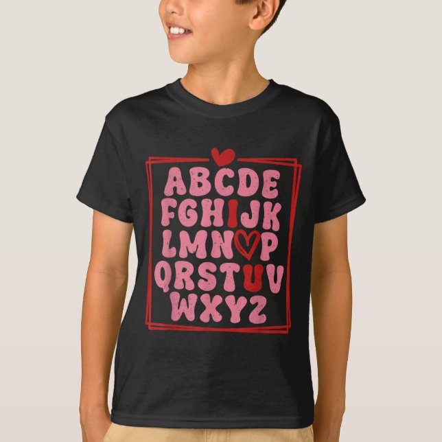 T-shirt Alphabet Abc I Love You Valentines Day Heart  (Devant)