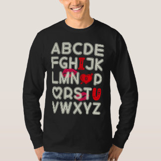 T-shirt Alphabet ABC Je t'aime  Saint Valentin Cœur