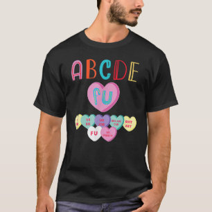 T-shirt Alphabet ABCDEFU Heart Love You Funny Valentines D