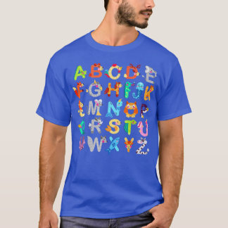 T-shirt Alphabet Animal ABC Apprendre Retour À L'École Ens
