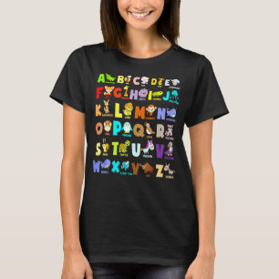 T-shirt Alphabet Animal Abcs Apprendre À Retourner À L'Éco