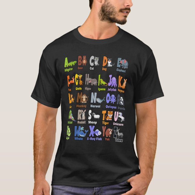 T-shirt Alphabet Animal ABC's Apprentissage pour garçons f (Devant)