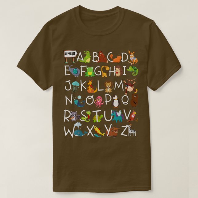 T-shirt Alphabet Animal ABCs LearningKids Begin Learn Gift (Design devant)