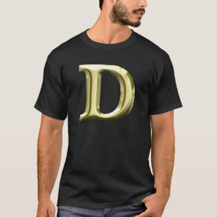 T-shirt Alphabet brillant d'or d'or de la lettre D