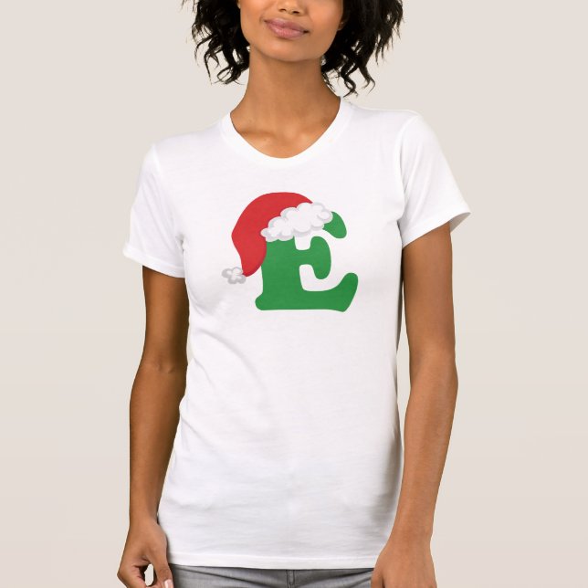 T-shirt Alphabet de la lettre E de Noël (Devant)