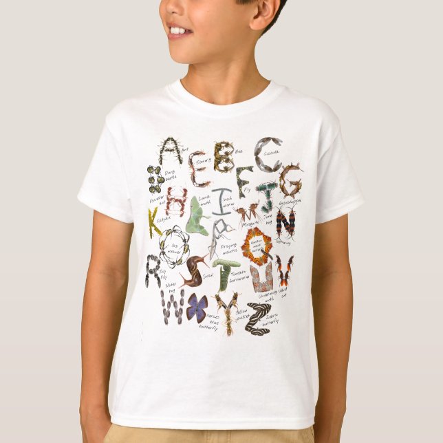 T-shirt Alphabet d'insectes pour enfants - Chemise de bug (Devant)