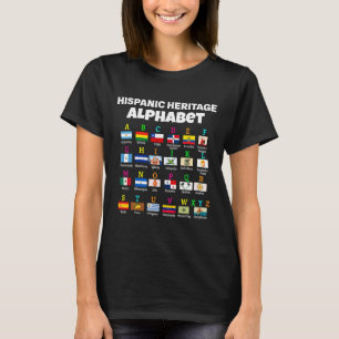 T-shirt Alphabet Drapeau Hispanique Pour Enseignants Éduca