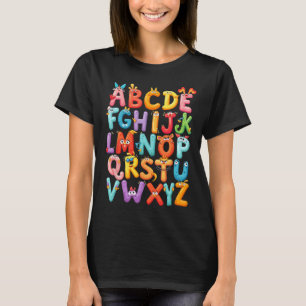 T-shirt Alphabet drôle A-z Abc Enfants Retour à l'école Pr