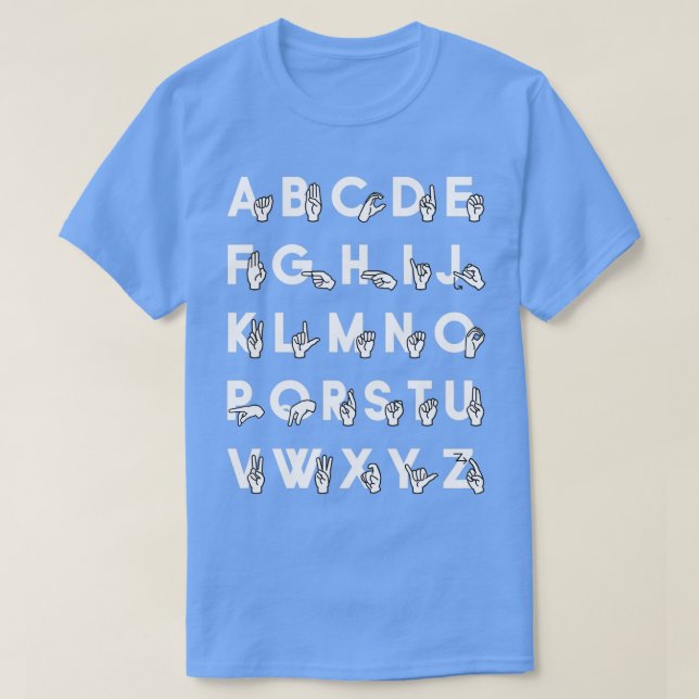 T-shirt Alphabet en langage des signes ASL Blanc (Design devant)