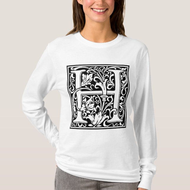 T-shirt Alphabet « H » de William Morris (Devant)