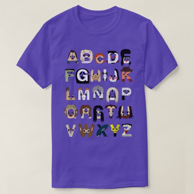 T-shirt Alphabet Horreur caractère icône Halloween Fête F (Design devant)
