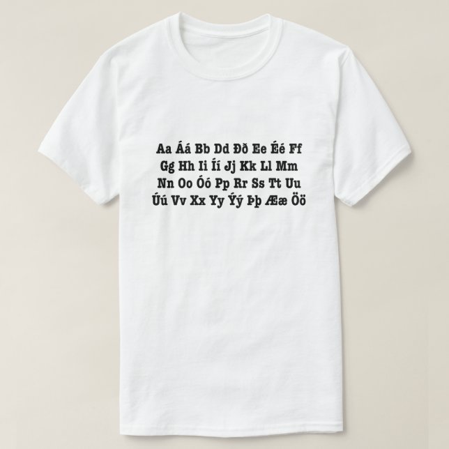 T-shirt Alphabet islandais [Íslenska Stafrófið] (Design devant)