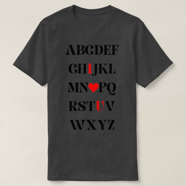 T-shirt alphabet je t'aime (Design devant)